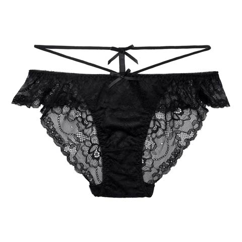 4/22新作!ドーリーリボンコードバック透けフルバックショーツ単品[おそろいショーツ](ブラック-M)