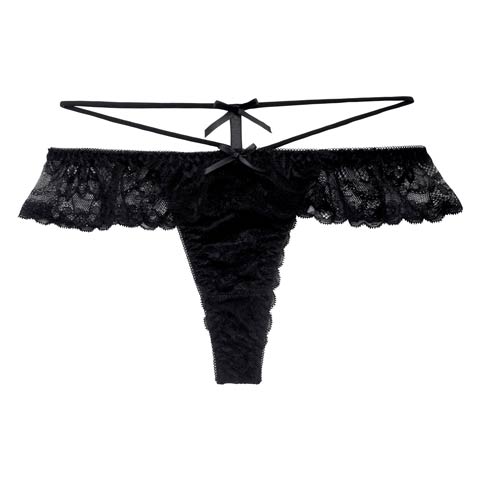 4/22新作!ドーリーリボンコードバック透けTバックショーツ単品[おそろいショーツ](ブラック-M)