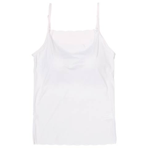 カップ付きスカラップシームレスキャミソール［週末セール］(ホワイト-M)