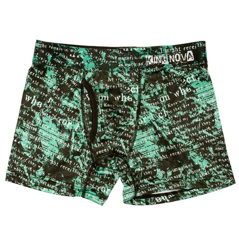 英字プリント男性用ボクサーパンツ(グリーン-M)