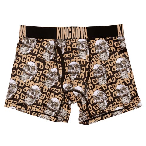 ブラックスカルプリント男性用ボクサーパンツ［週替］(ブラックスカル-M)