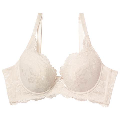 9/26新作!ベーシックフラワーレース育乳脇高ブラジャー単品(クリーム-B70)