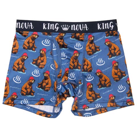 11/14新作!リラクシングベアプリント男性用ボクサーパンツ(ブルーベア-M)