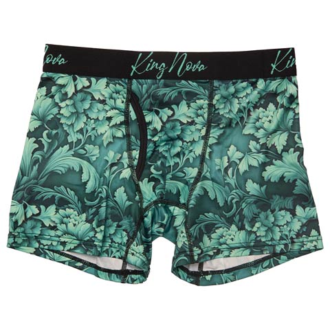 11/14新作!モダンボタニカルプリント男性用ボクサーパンツ(グリーンボタニカル-M)