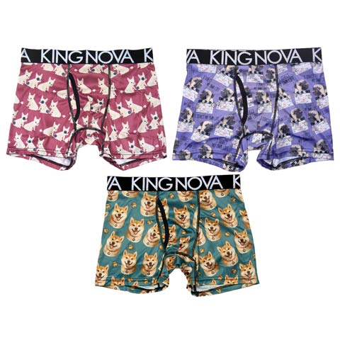 11/14新作!【3点セット】プレイフルドッグプリント男性用ボクサーパンツ(ワンコ-M)