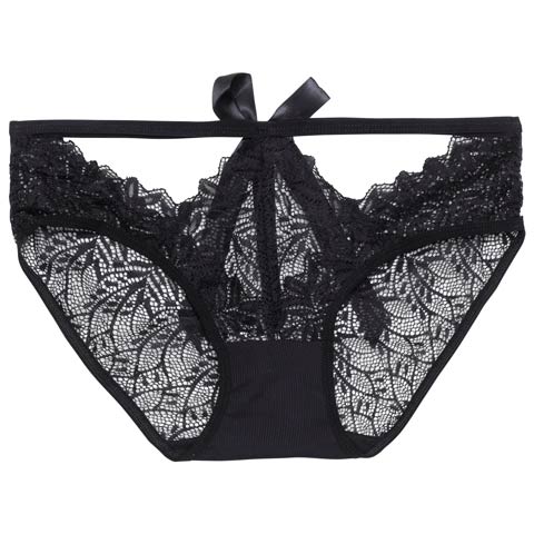 カットアウトレーシィリボンバック透けフルバックショーツ単品［12H限定2］(ブラック-フリー)