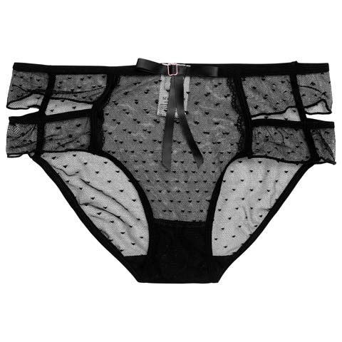 カットシアーハートドットフルバックショーツ単品［12H限定1］(ブラック-フリー)