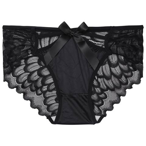 リボンウィングレーシィフルバックショーツ単品(ブラック-M)