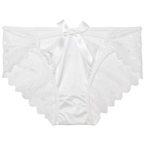リボンウィングレーシィフルバックショーツ単品(ホワイト-M)