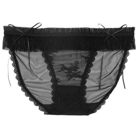 フリルチュールリボンフルバックショーツ単品［12H限定2］(ブラック-M)