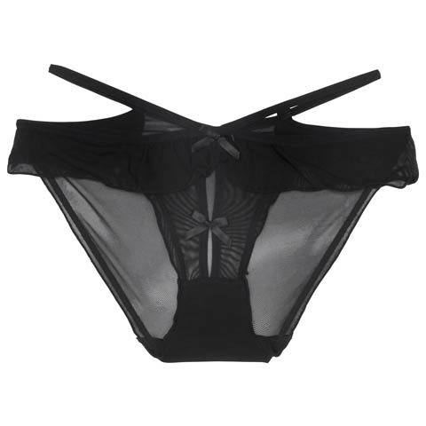 10/21再販!ストリングクロッチリボンフルバックショーツ単品(ブラック-フリー)