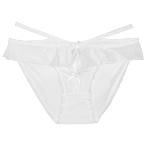 10/21再販!ストリングクロッチリボンフルバックショーツ単品(ホワイト-フリー)