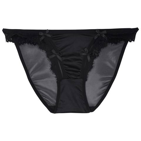 サイドカットリボンレースフルバックショーツ単品［12H限定2］(ブラック-M)