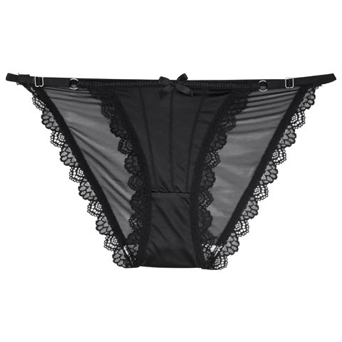 12/11再販!スカラップレースストリングフルバックショーツ単品(ブラック-M)