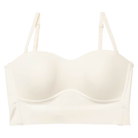 9/29新作!【ノンワイヤー】ワンカラーナチュラルチューブトップブラジャー単品(ホワイト-M)