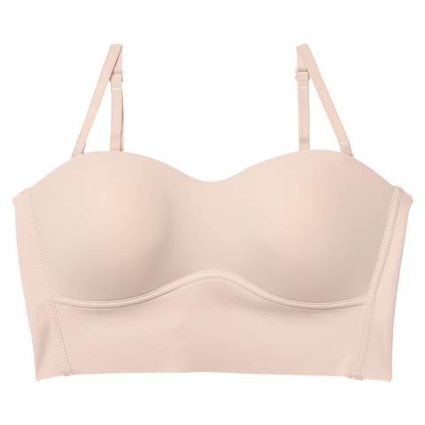 9/29新作!【ノンワイヤー】ワンカラーナチュラルチューブトップブラジャー単品(ベージュ-M)