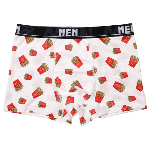 ジャンクフードプリント男性用ボクサーパンツ(ホワイトポテトフライ-M)