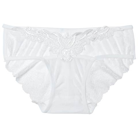 ケミカルレースフラワーバック透けフルバックショーツ単品［バレンタイン限定］(ホワイト-M)
