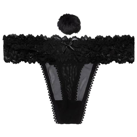 11/5新作!スウィートバニーレースTバックショーツ単品(ブラック-フリー)