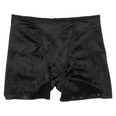 10/16再販!フラワーレーシィヘム骨盤サポートロング丈ガードル(ブラック-M)