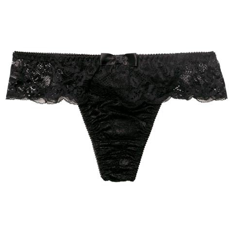 11/10新作!スカラップシアーレースバック透けTバックショーツ単品(ブラック-M)