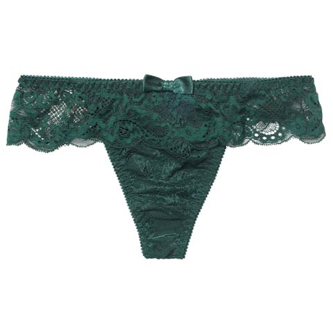 11/10新作!スカラップシアーレースバック透けTバックショーツ単品(グリーン-M)