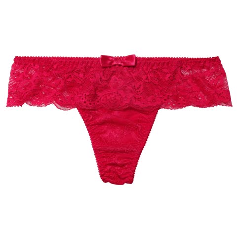 11/10新作!スカラップシアーレースバック透けTバックショーツ単品(ローズ-M)