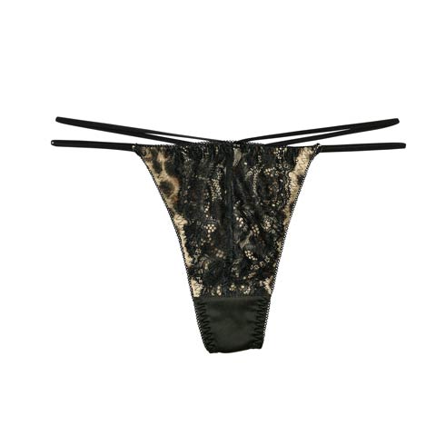 クロスコードレオパードバック透けTバックショーツ単品(ベージュ-M)