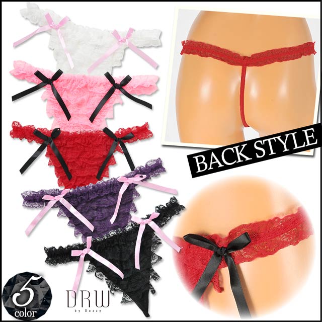 リボン付ティアードフリルTバックショーツ単品