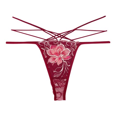 【Reinest】エターナルディープフラワーバック透け選べるショーツ[おそろいショーツ](ルージュバーガンディ/Tバック-M)