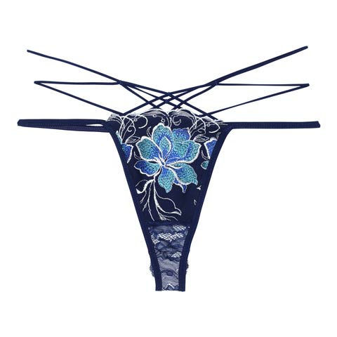 【Reinest】エターナルディープフラワーバック透け選べるショーツ[おそろいショーツ](ロイヤルネイビー/Tバック-M)