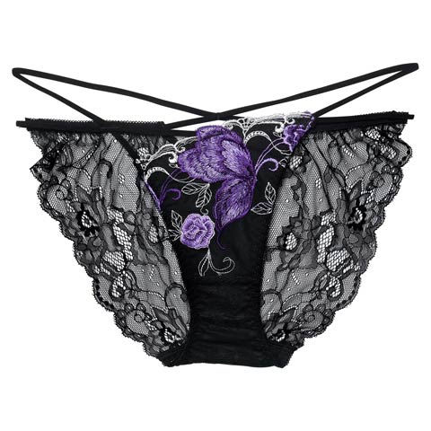 12/12新作!【Reinest】バタフリークロスアップバック透け選べるショーツ[おそろいショーツ](ブラック/フルバック-M)