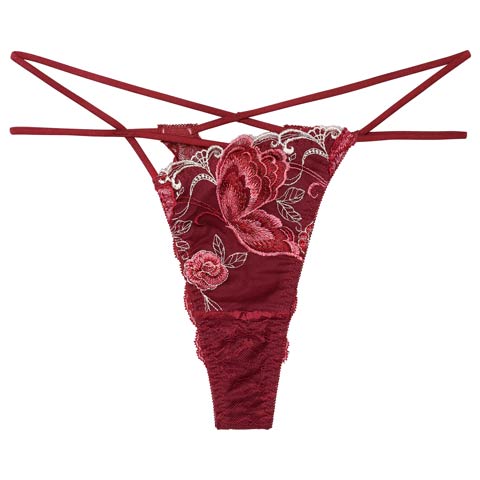 12/12新作!【Reinest】バタフリークロスアップバック透け選べるショーツ[おそろいショーツ](ボルドー/Tバック-M)