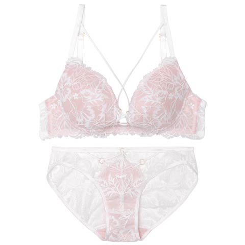 【永尾まりや着用】【Reinest】スピンドルレーシィカットブラジャー&バック透けフルバックショーツ［大人気］(サマーホワイト-A65/ショーツM)