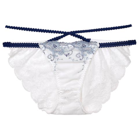 【Reinest】マジェスティックアイビーコードバック透け選べるショーツ[おそろいショーツ](ホワイトブルー/フルバック-M)