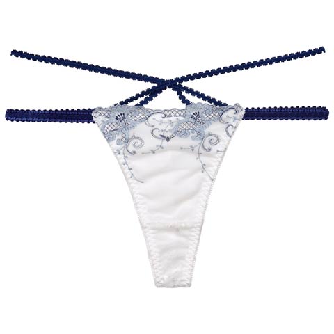 【Reinest】マジェスティックアイビーコードバック透け選べるショーツ[おそろいショーツ](ホワイトブルー/Tバック-M)