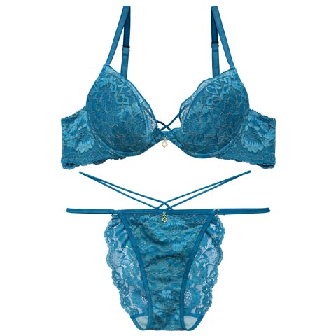 【Reinest】ラディアントフルールレースブラジャー&バック透けハーフバックショーツ