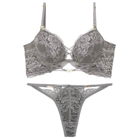 3/9新作!【Reinest】アリュールノクターンレース背中魅せブラジャー＆バック透けTバックショーツ［大人気］(グレー-A65/ショーツM)