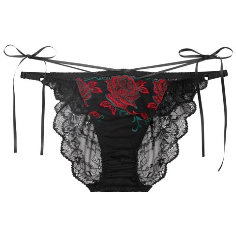 3/27新作!【Reinest】グラマラスビターローズバック透け選べるショーツ[おそろいショーツ](ブラック/フルバック-M)