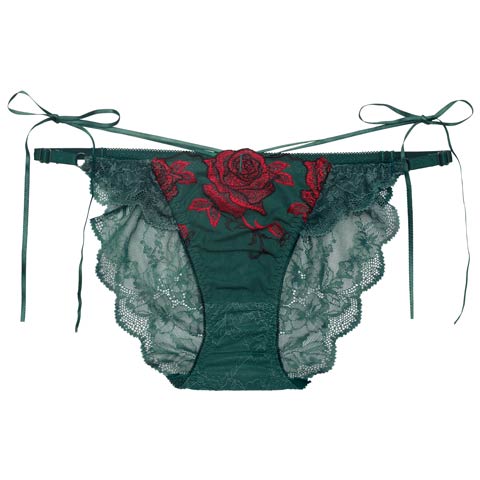 3/27新作!【Reinest】グラマラスビターローズバック透け選べるショーツ[おそろいショーツ](グリーン/フルバック-M)