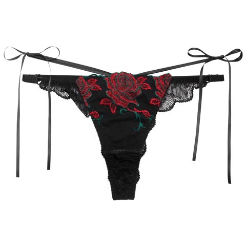 3/27新作!【Reinest】グラマラスビターローズバック透け選べるショーツ[おそろいショーツ](ブラック/Tバック-M)