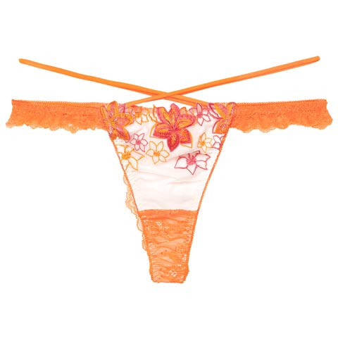 【12月頃再入荷決定★只今リクエスト募集中】【Reinest】ラグジュアリー クレマチスバック透け選べるショーツ[おそろいショーツ](オレンジ/Tバック-M)