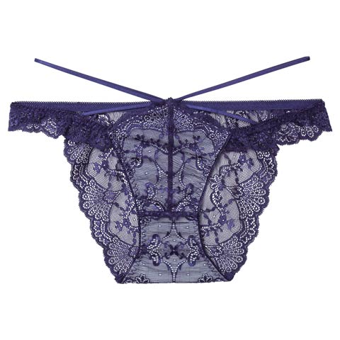 12/17新作!【Reinest】ラグジュアリーレースアップバック透け選べるショーツ[おそろいショーツ](ネイビー/フルバック-M)