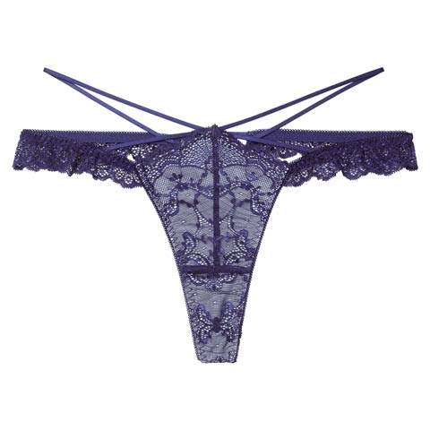 12/17新作!【Reinest】ラグジュアリーレースアップバック透け選べるショーツ[おそろいショーツ](ネイビー/Tバック-M)