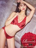 【永尾まりや着用】【Reinest】ドラマティックレース育乳脇高ブラジャー&バック透けフルバックショーツ