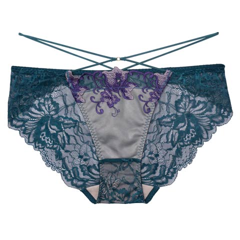 【Reinest】シックブロッサムコードバック透け選べるショーツ[おそろいショーツ](ブルー/フルバック-M)