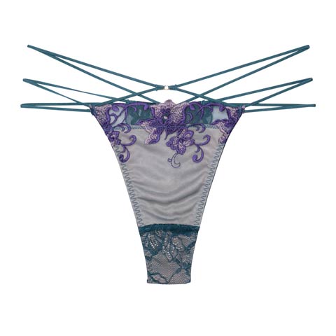 【Reinest】シックブロッサムコードバック透け選べるショーツ[おそろいショーツ](ブルー/Ｔバック-M)