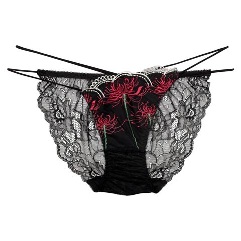 【Reinest】スパイダーリリーレースバック透け選べるショーツ[おそろいショーツ](ブラック/フルバック-M)