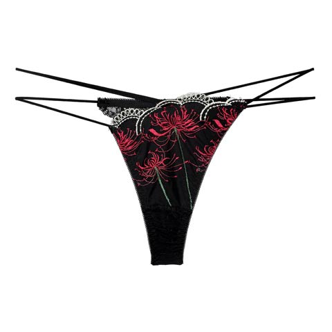 【Reinest】スパイダーリリーレースバック透け選べるショーツ[おそろいショーツ](ブラック/Ｔバック-M)