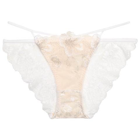 【Reinest】グリッターリュクスフラワーバック透け選べるショーツ[おそろいショーツ](オフホワイト/フルバック-M)